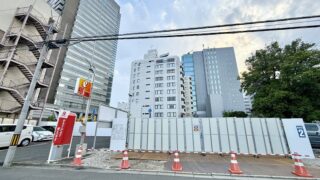 花京院のコインパーキング跡地で建設工事が始まっていました。